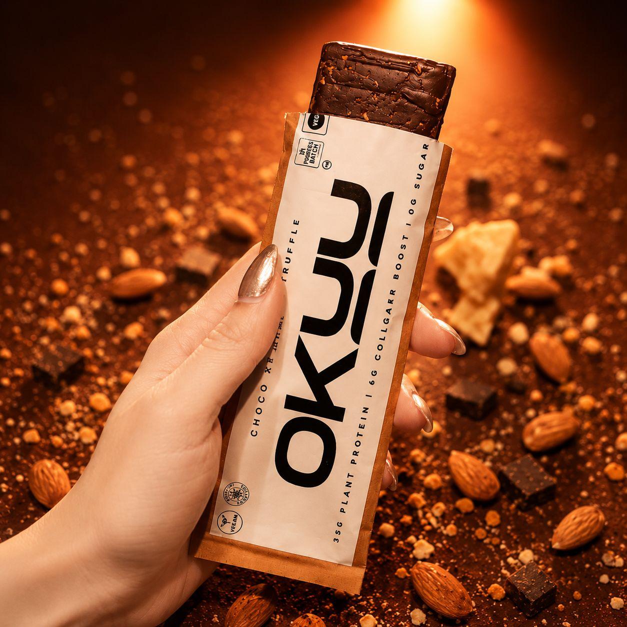 OKUU CHOCO ALMOND TRUFFLE 35G PLANT PROTEIN BAR [Founder's Batch]