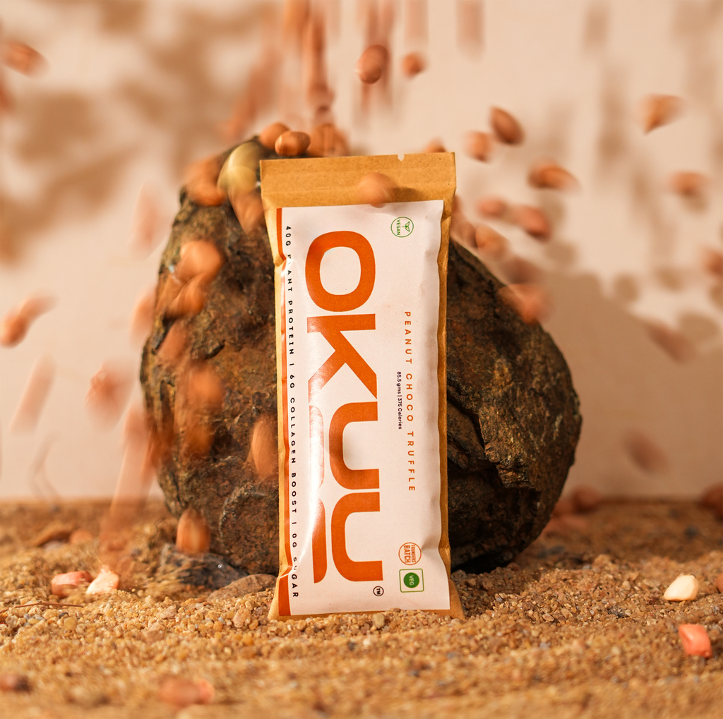 OKUU PEANUT CHOCO TRUFFLE 40G PROTEIN BAR | 14G Fiber, Zero Sugar & Collagen Boost Inside - Okuubar