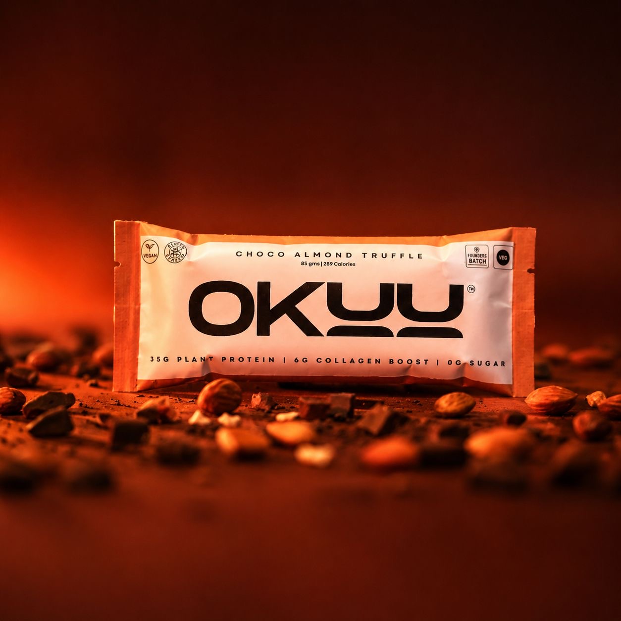 OKUU CHOCO ALMOND TRUFFLE 35G PLANT PROTEIN BAR [Founder's Batch]