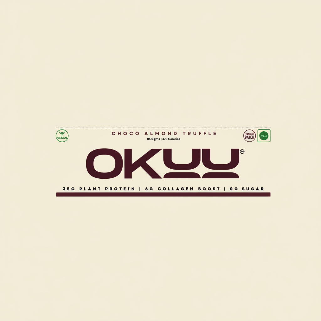 OKUU CHOCO ALMOND TRUFFLE 35G PROTEIN BAR |  14G Fiber, Zero Sugar & Collagen Boost Inside - Okuubar