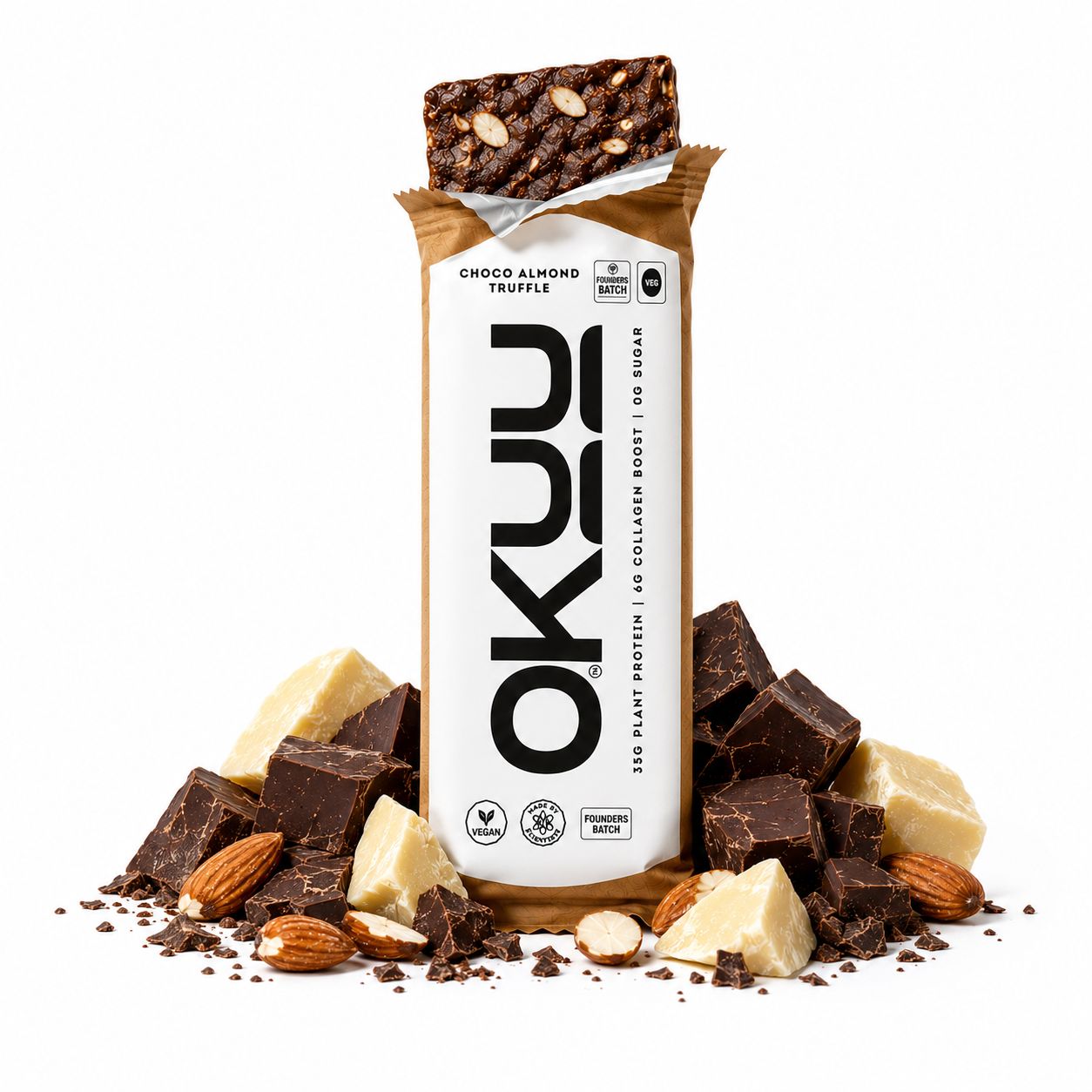 OKUU CHOCO ALMOND TRUFFLE 35G PLANT PROTEIN BAR [Founder's Batch]