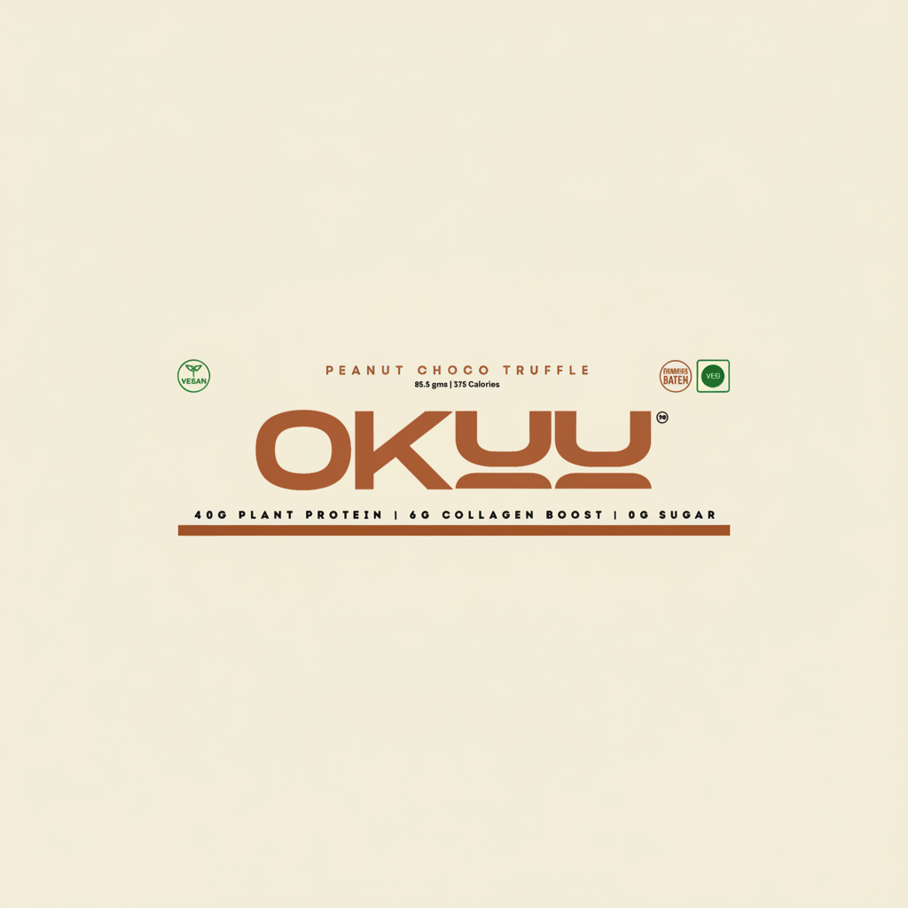 OKUU PEANUT CHOCO TRUFFLE 40G PROTEIN BAR | 14G Fiber, Zero Sugar & Collagen Boost Inside - Okuubar