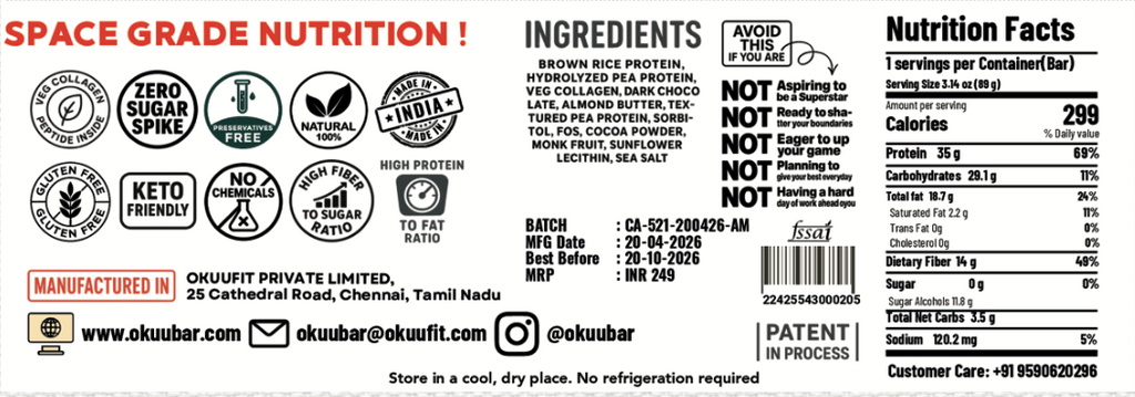 OKUU CHOCO ALMOND TRUFFLE 35G PLANT PROTEIN BAR [Founder's Batch]